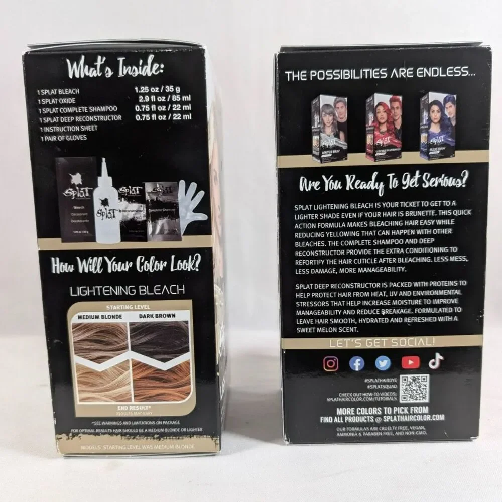 Splat Lightening Bleach Hair Bleaching Kit 2-Pack LOT Quick Action Vegan NEW